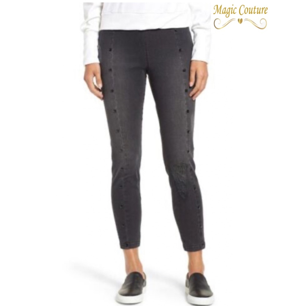 Zeza B 158408 Studded High Waist Denim Leggings 🖤🤍🖤